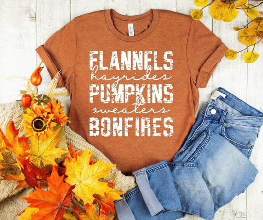Flannels, hayrides, pumpkins, sweaters, bonfires